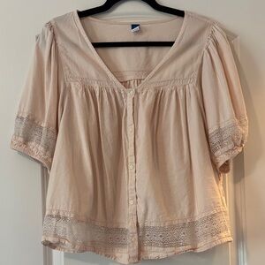 Old Navy Blush Button-Front Peasant Blouse